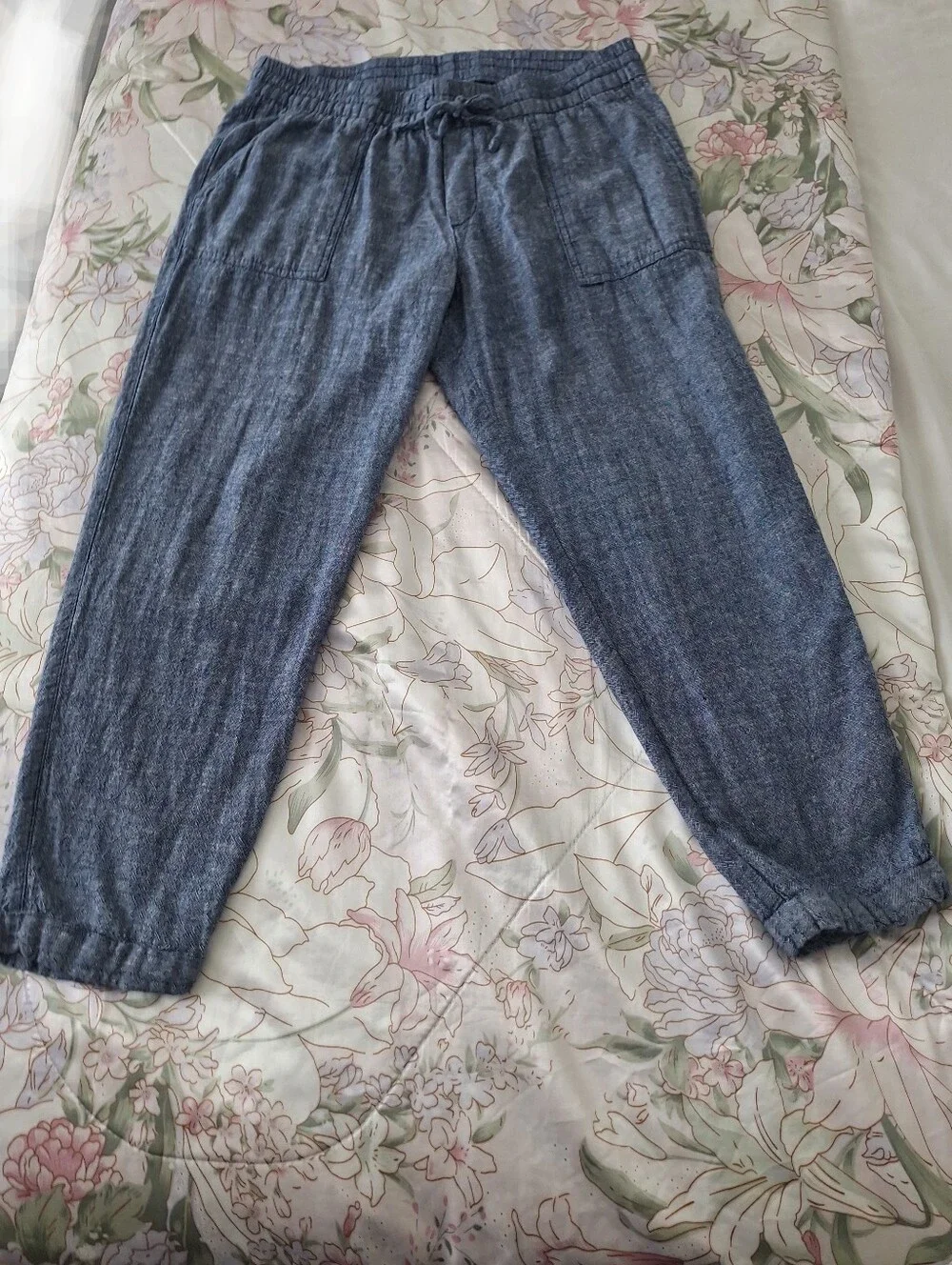 Old Navy M Linen Blend Pans Chambray Blue